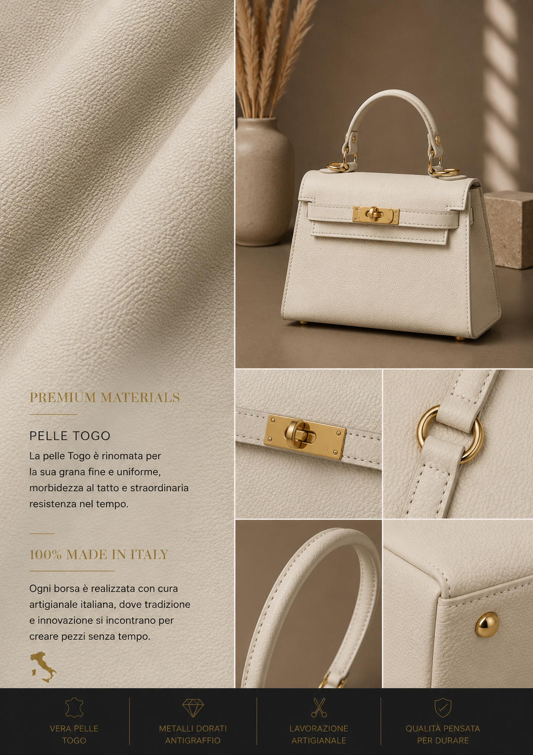 VELTRANO Bellagio | Mini Bag Donna in Pelle Epsom